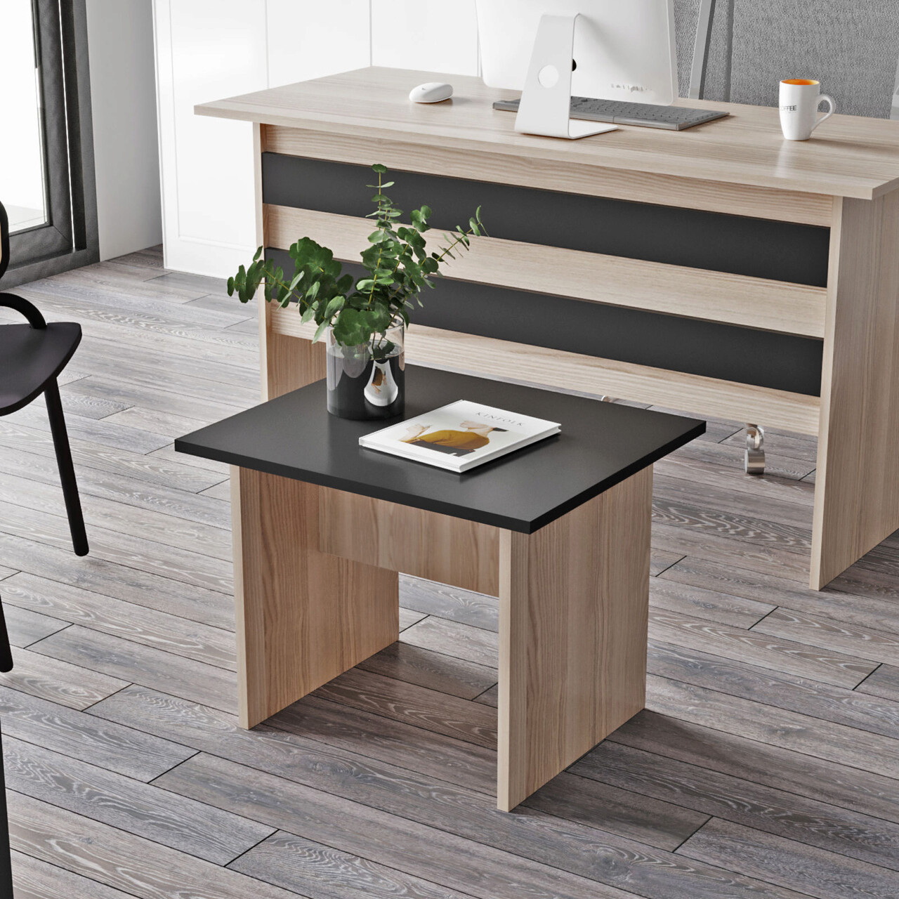 Masuta de cafea, Hanah Home, Vo2-Ob, 60x46.3x50 cm, Stejar / Negru - imagine 6